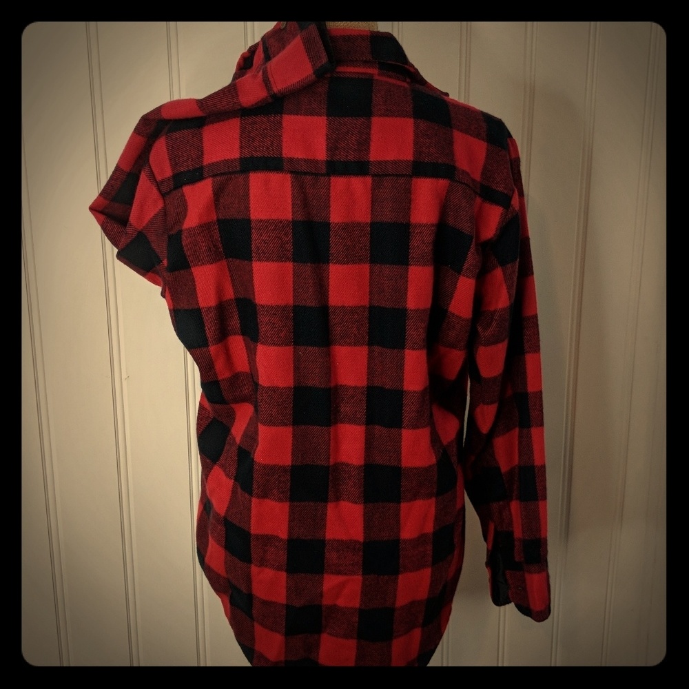 Red and Black Plaid Button Up